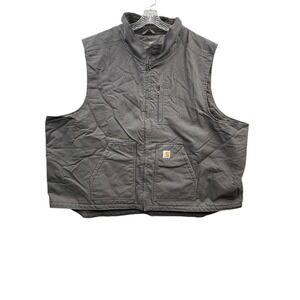 Carhartt Washed Duck Sherpa Vest Mock Neck Workwear Gray Rugged Utility 5XL